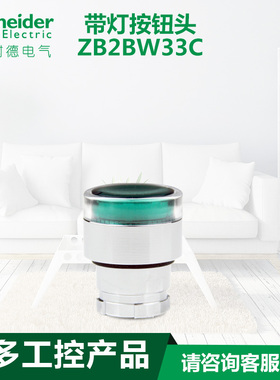 原装施耐德开关 绿色带灯按钮头（平头）22MM开孔金属 ZB2-BW33C