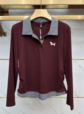 05专柜正品新款秋季女装时尚拼接套头假两件大码妈妈装打底上衣女