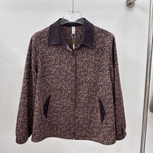 金卡丹25B-21专柜正品新款秋装翻领花色妈妈装打底夹克衫短外套女