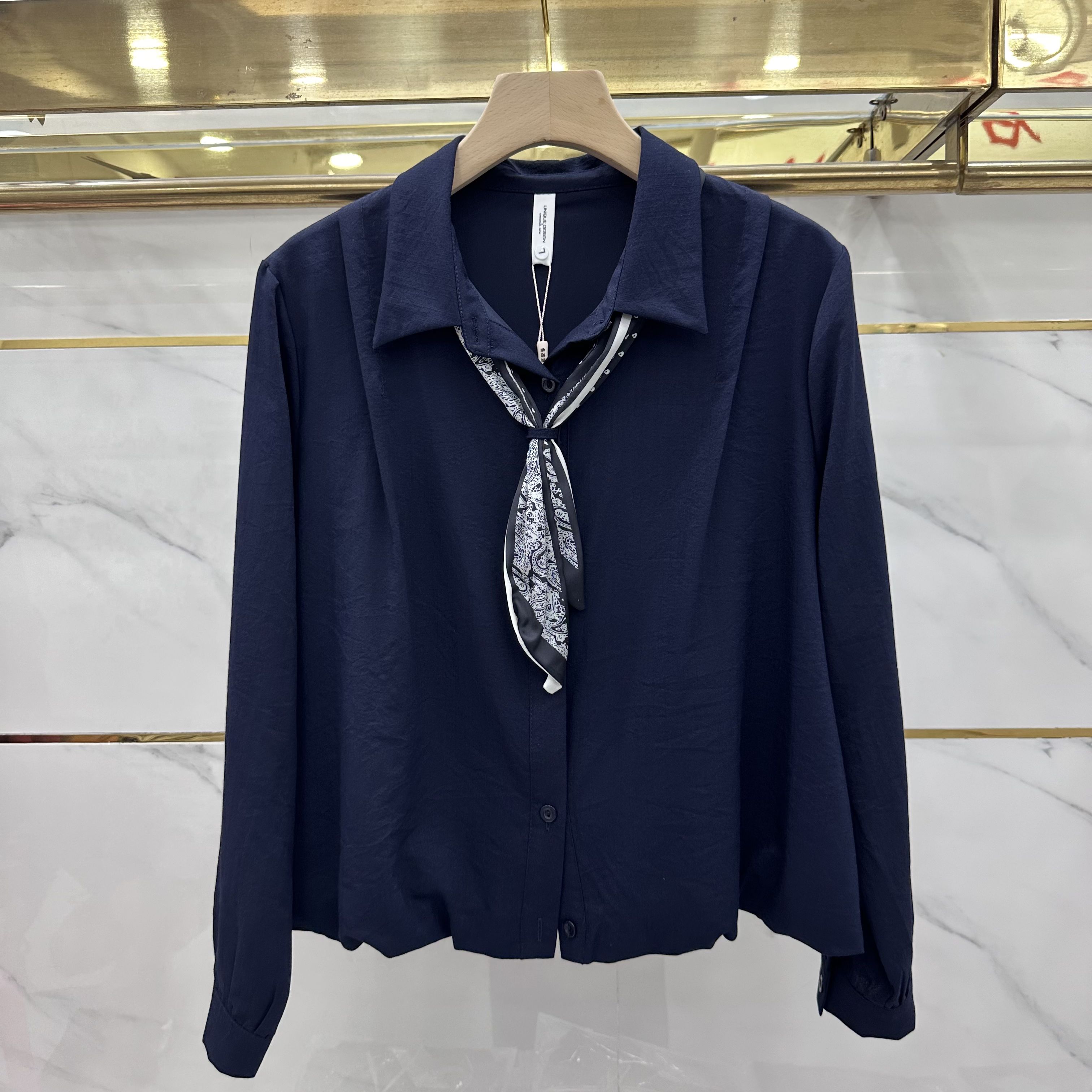 802专柜正品新款秋季女装开衫翻领长袖大码妈妈装打底衬衫上衣02