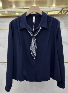 802专柜正品新款秋季女装开衫翻领长袖大码妈妈装打底衬衫上衣02
