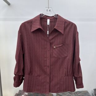 春季 女装 打底衬衫 11专柜正品 上衣 妈妈装 新款 翻领条纹大码 26A 时尚