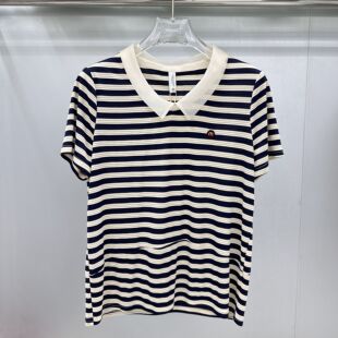 鑫远傲88A-45专柜正品新款夏季女装时尚娃娃脸短袖条纹修身上衣45