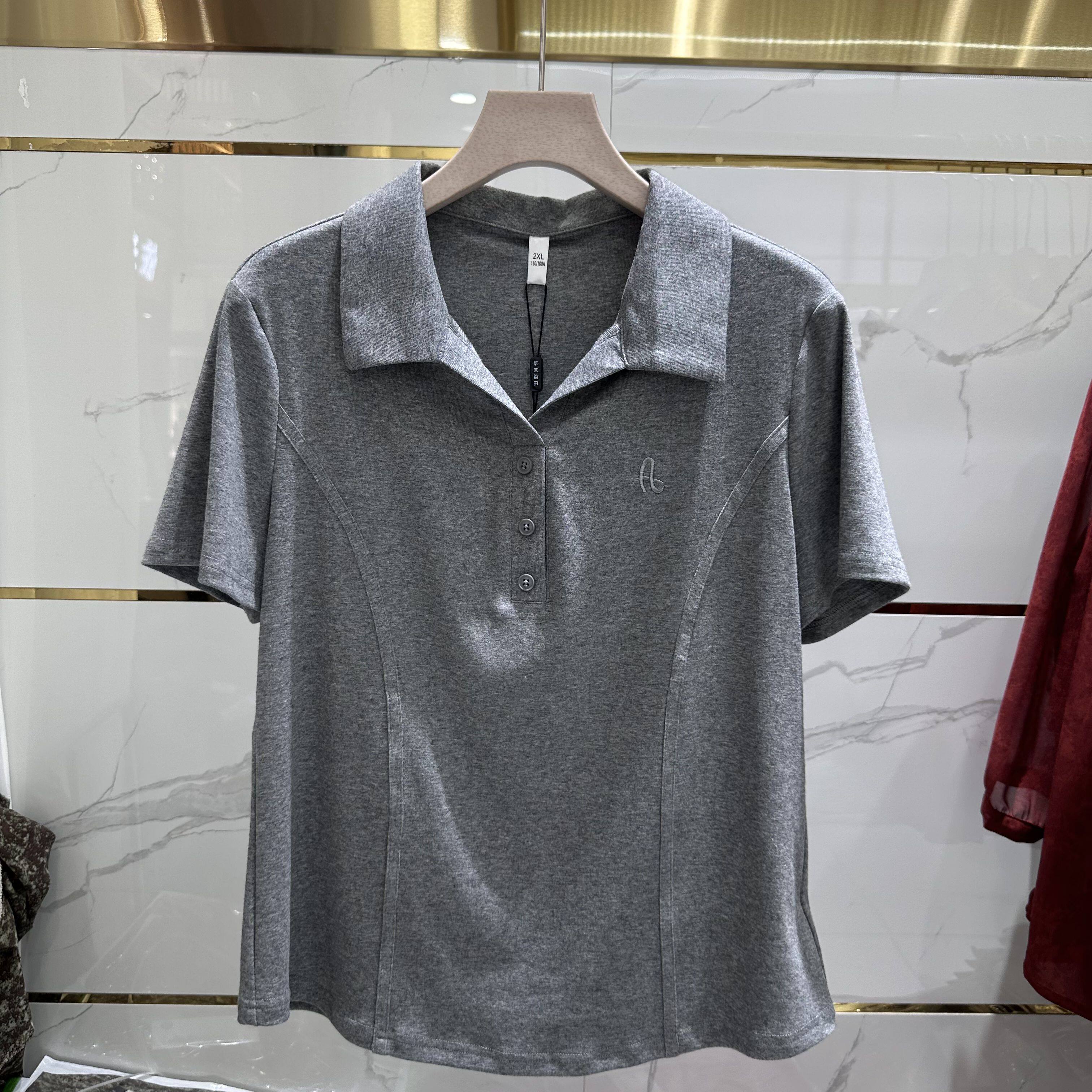 26-50专柜正品新款夏季女装时尚短袖翻领套头冰丝棉妈妈装上衣AA