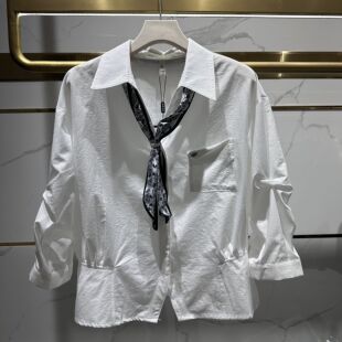 秋季 新款 女装 时尚 上衣16 翻领宽松休闲遮肚打底衬衫 816专柜正品