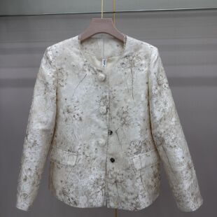 808专柜正品 时尚 新款 女装 圆领水墨花小香风外套女08 春季 欣雅茜26