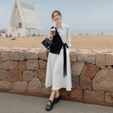 档口现货撞色假两件连衣裙西装面料品质好266-6686-P115K168，女装连衣裙，浙宝266