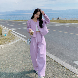 现货 主推 新款 丁香紫小香风西装套装266-2361-P150K21图片