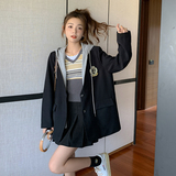 档口现货数据好学院风假两件拼接连帽西装266-2276-P135K188，女装西装，浙宝266