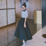 现货2021新款后背小心机条纹撞色假两件连衣裙266-6652-P100K158，女装连衣裙，浙宝266