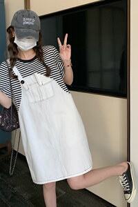 档口现货 条纹拼接假两件连衣裙266-2337-P95K148图片