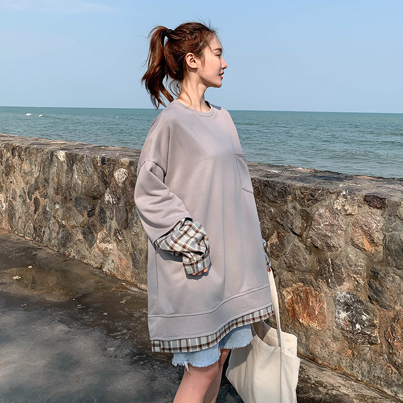 不断货售卖长动销款有利润双色拼接假两件卫衣266-2008-P70控128，女装卫衣/绒衫，浙宝266