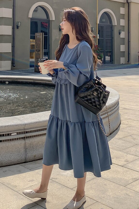 慵懒松弛感黄色卫衣连衣裙女春秋2025新款独特超好看休闲宽松长裙,女装连衣裙,浙宝266