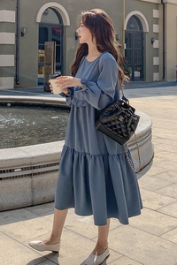 慵懒松弛感黄色卫衣连衣裙女春秋2025新款独特超好看休闲宽松长裙图片