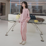 档口现货克莱因蓝两色笑脸刺绣卫衣套装266-2215，女装运动套装，浙宝266