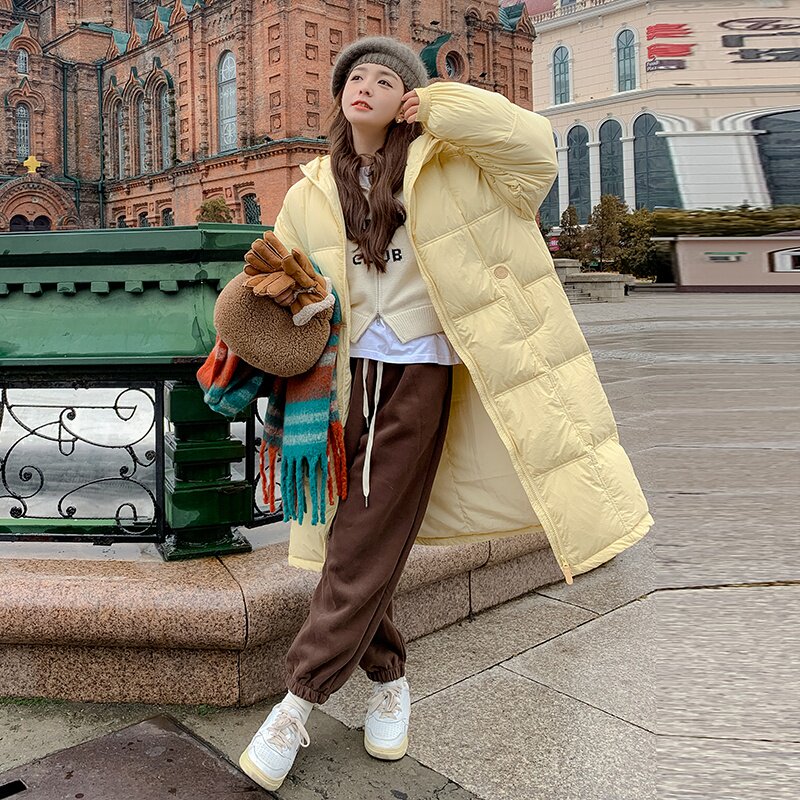 大货已出网红奶黄色长款羽绒服标90绒266-8877,女装羽绒服,浙宝266