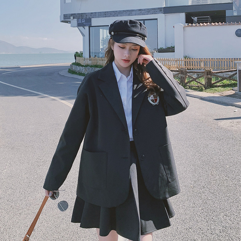 大货已出主推数据好胸前贴标两色JK西装套装裙266-6601-P135K198，女装套装/套裙，浙宝266