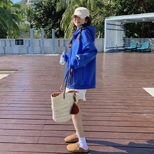 奶fufu粉色连帽卫衣外套女春秋2025新款oversize慵懒上衣潮ins冬图片