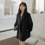 2025春秋新款韩版小个子设计感西服假两件格纹拼接西装外套女ins，女装西装，浙宝266