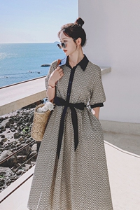 现货  盐缩全棉 品质高 格子花撞色连衣裙266-6677图片
