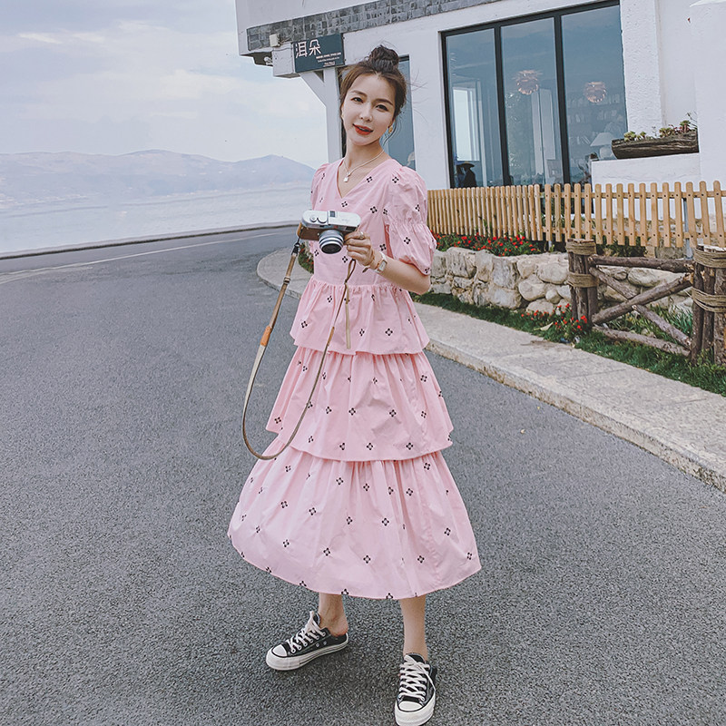 2021新款两色绣花蛋糕公主裙266-6631-P105K158，女装连衣裙，浙宝266