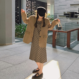 档口现货 格子吊带裙西装两件套266-2218-裙-西装,女装西装,浙宝266