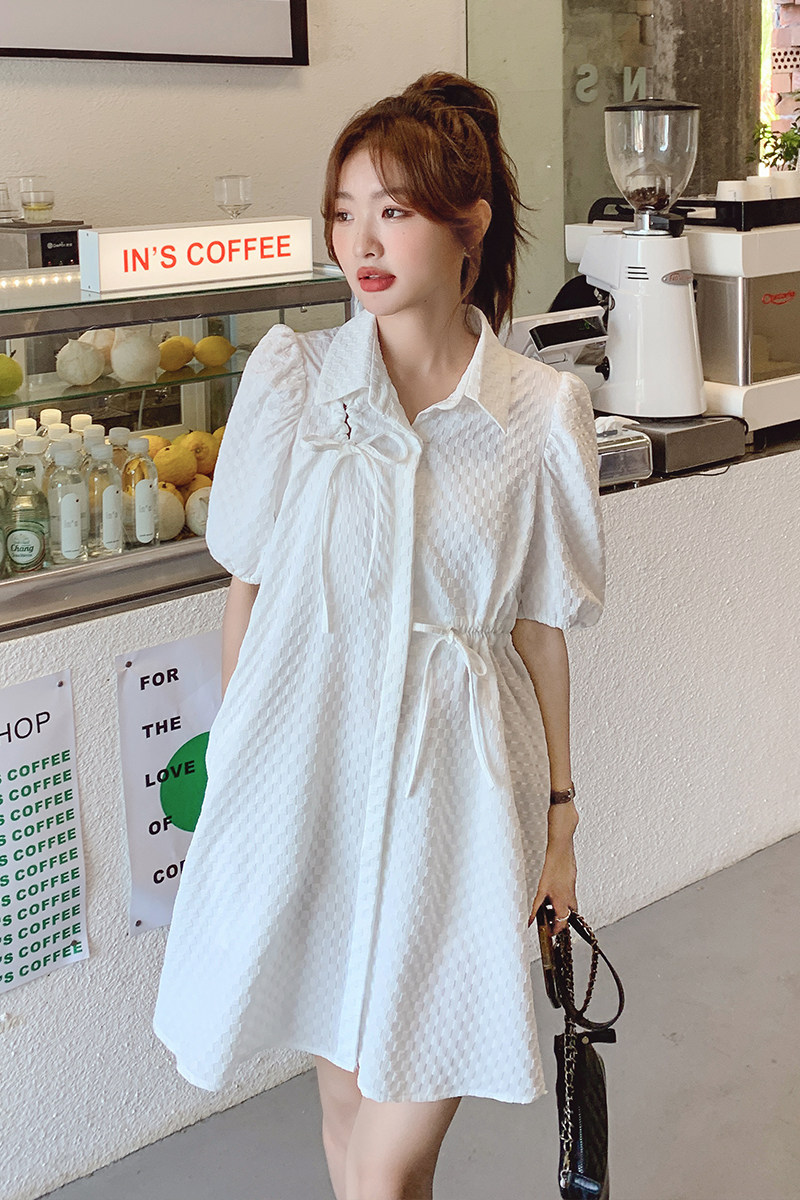 档口现货两色泡泡格设计感连衣裙266-2258-P85K138,女装连衣裙,浙宝266