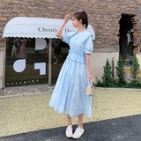 15号出货双层娃娃领收腰压皱两色泡泡袖连衣裙266-6673-P105K158，女装连衣裙，浙宝266