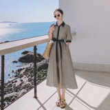 现货盐缩全棉品质高格子花撞色连衣裙266-6677，女装连衣裙，浙宝266