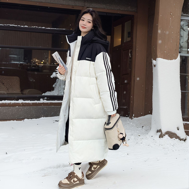 大货撞色拼接三条杠可脱卸帽羽绒服 新标90绒266-2399-P315K468图片