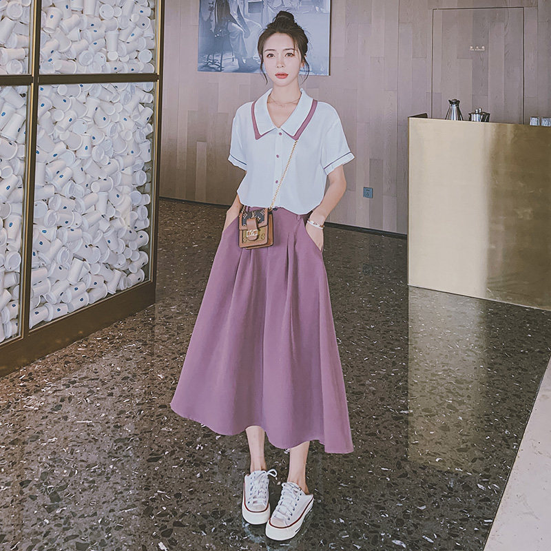 2021新款两色撞色双领两件套266-6651-P100K158，女装套装/套裙，浙宝266