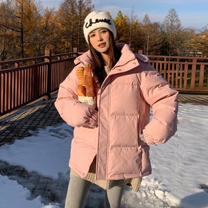 奶呼呼的粉色短款羽绒服女冬2024年新款甜系小个子炸街洋加厚外套图片