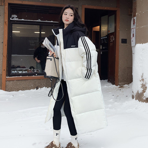 大货撞色拼接三条杠可脱卸帽羽绒服 新标90绒266-2399-P315K468图片