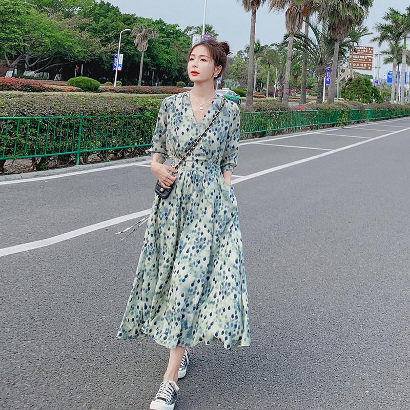 现货搜索超高定制晕染面料收腰连衣裙266-6657-P105K158,女装连衣裙,浙宝266