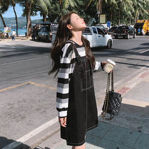 檔口現(xiàn)貨 新款 條紋撞色假兩件連衣裙266-2319-P115K168圖片