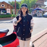 档口现货主推2023新款棋盘格撞色棒球服266-2266，女装短外套，浙宝266