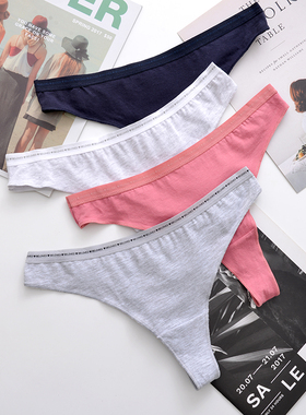欧美tback薄T裤内裤女中低腰舒适无痕大码全棉纯棉裆丁字裤日常穿