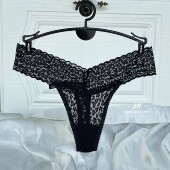 9月欧美tback丁字裤 纯欲宽松性感蕾丝网纱轻薄透气中腰棉裆内裤 女