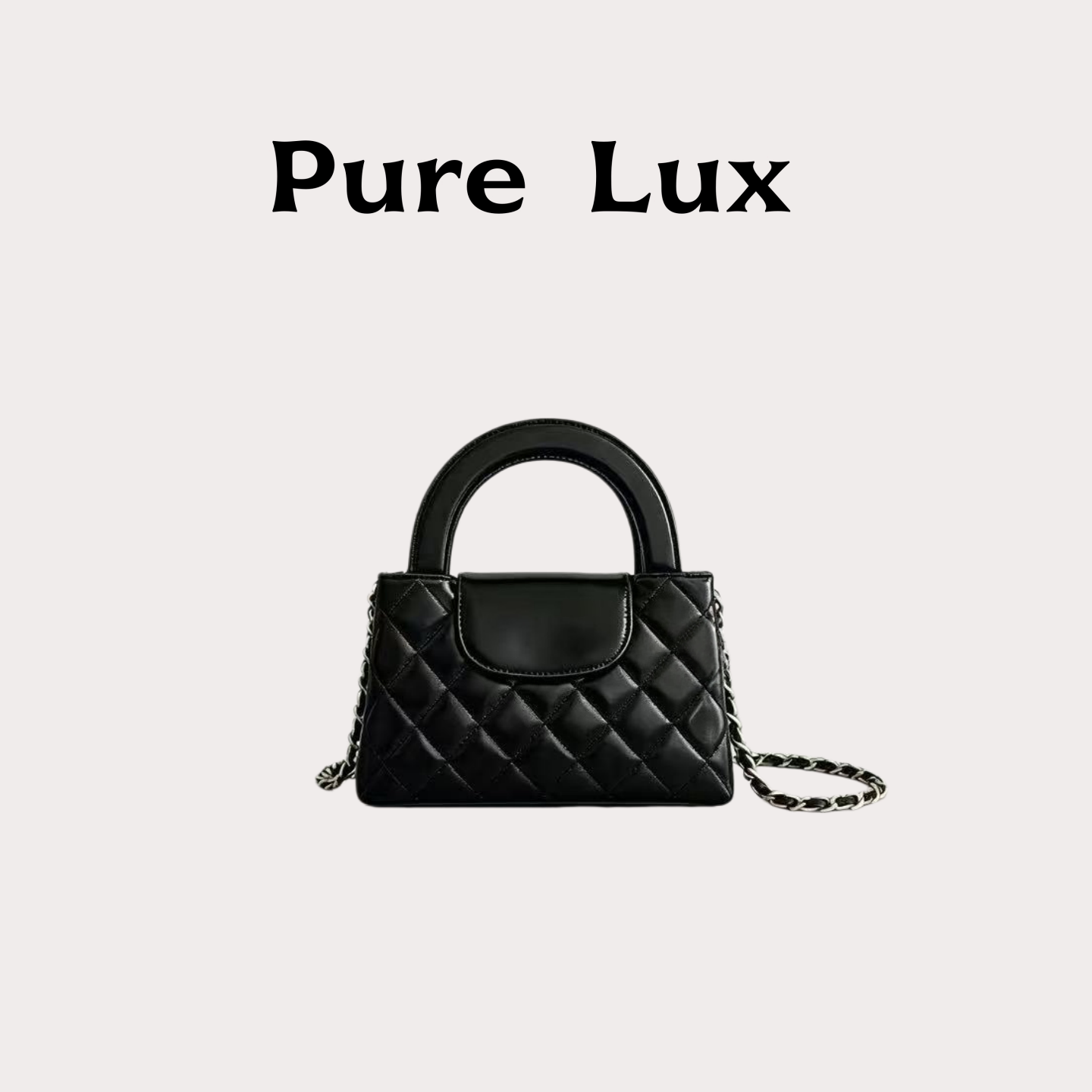 PureLux凯莉包黑色菱格链条