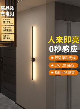 人体感应壁灯楼梯玄关灯卧室床头灯客厅电视背景墙格栅灯过道走廊