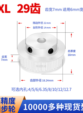 同步轮MXL29齿宽7内孔4/5/6/6.35/8/10/12/12729现货皮带同步带轮
