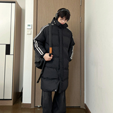A440-MY9900-P118秋冬条纹拼接加厚长款棉服，男装棉衣，电商A440