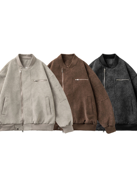 A440-PY885-P78 重磅春季水洗美拉德皮夹克