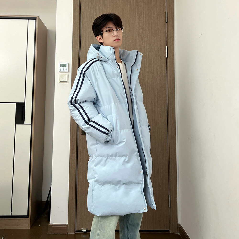 A440-MY9900-P118秋冬条纹拼接加厚长款棉服,男装棉衣,电商A440