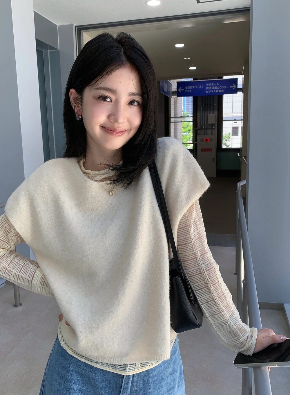 正品onion2026秋季新款气质高级感短袖羊毛马甲花边打底衫套装女