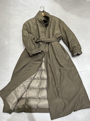 长款中空纱白鹅绒羽绒服女外套