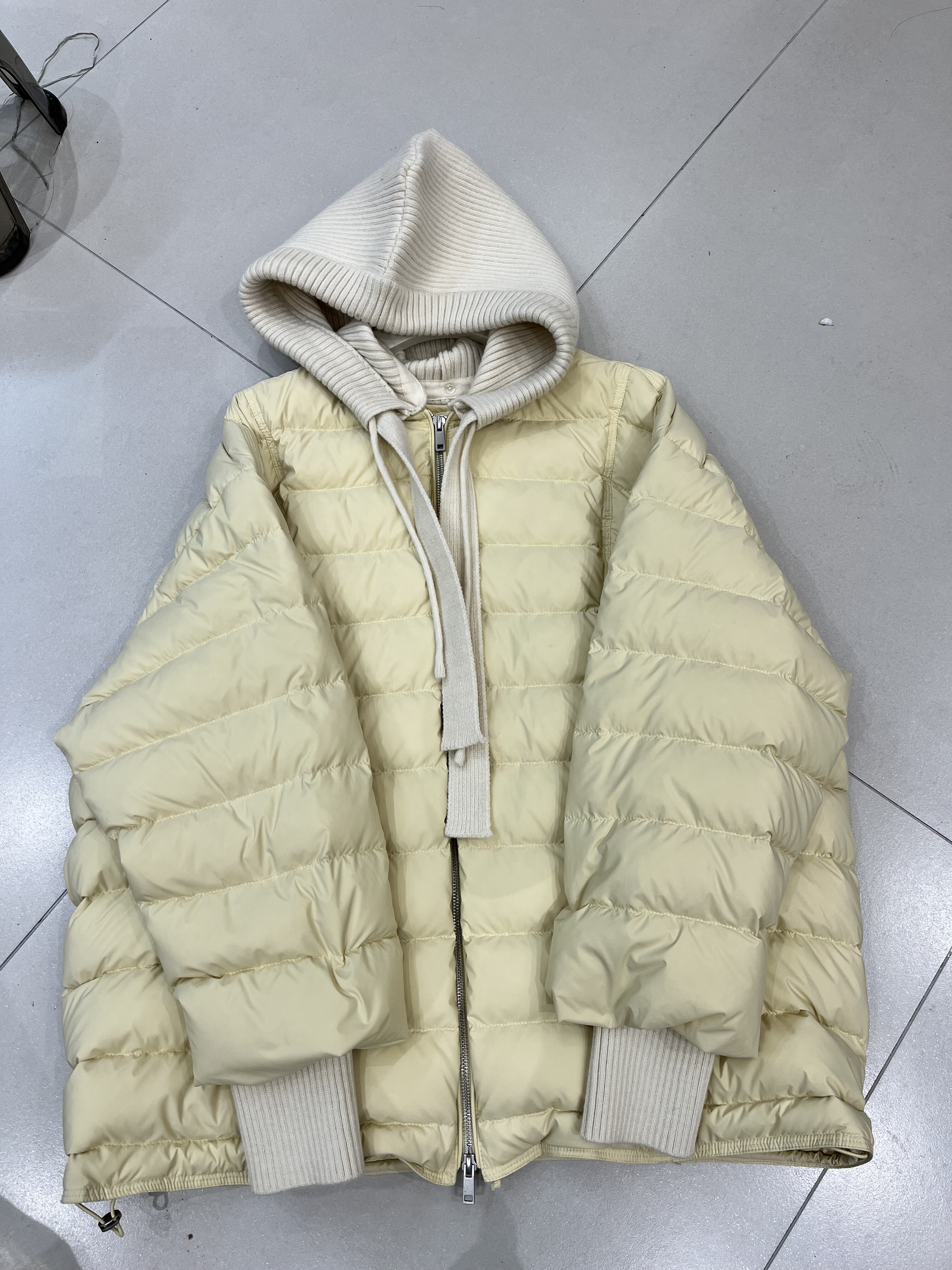 2025冬季新款韩系90白鹅绒针织连帽中长款羽绒服外套女保暖面包服