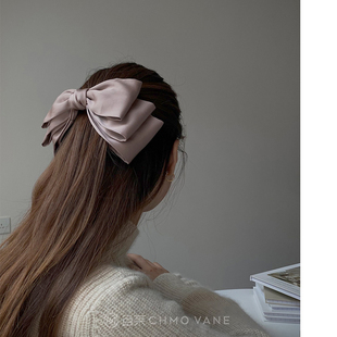 大蝴蝶结发夹顶夹黑色缎面发饰头饰日韩ins 气质款 且茉 有形不塌