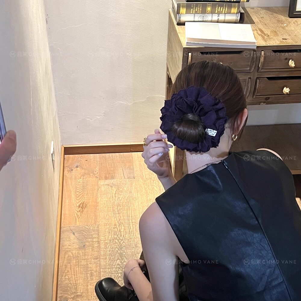 且茉~芭蕾圆舞曲~复古咸菜绿花边肠圈紫色头饰新款发饰马尾发圈