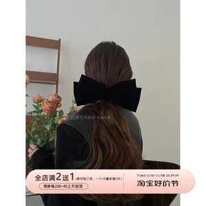 且茉~密实又硬挺！三个经典色可选！超大蝴蝶结发夹丝绒头饰发饰